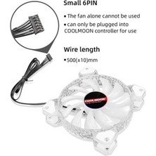 Coolmoon - 4 Adet 12CM Rgb Kasa Fanı Seti Kristal Yüzey 6pin Soğutucu Fan Seti + Kontrolcü + Kumanda