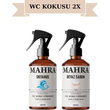 Mahra Shop Mahrashop Beyaz Sabun Okyanus Wc Lavabo ve Banyo Kötü Koku Giderici Ultra Kalıcı Yüzey Parfümü Oda Kokusu 2'li Set 200 ml