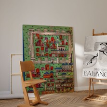 Pegziz Adana Haritası 1535 Yılı Matrakçı Nasuh Minyatür Çizim Kanvas Tablo - Salon Oda Ofis Duvar Dekorasyon Sanatsal Tablo