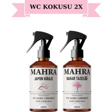 Mahra Shop Mahrashop Japon Kirazı Bahar Tazeliği Wc Lavabo ve Banyo Kötü Koku Giderici Ultra Kalıcı Yüzey Parfümü Oda Kokusu 2'li Set 200 ml