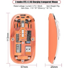 Coverzone Şeffaf Kablosuz Mouse Çift Modlu Ister Bluetooth Ister USB Reciever ile Bağlan Modern Transparan Tasarım ile Tarzını Yansıt M233