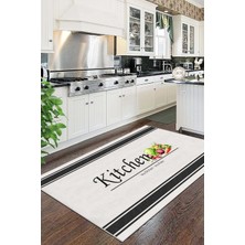 West Home Makinede Yıkanabilir Kaymaz Taban Leke Tutmaz Beyaz Mutfak Halısı Mutfak Yolluk ve Balkon Halısı