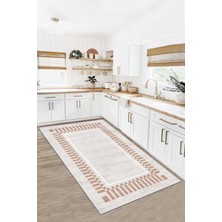 West Home Makinede Yıkanabilir Kaymaz Taban Leke Tutmaz Bej Salon Halısı Mutfak Halısı ve Yolluk