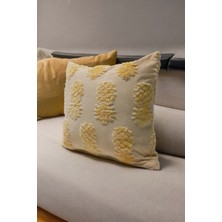 Mislina Home Bohem Dekoratif Yastık Kılıfı Kırlent Kılıfı 45X45 cm Açık Sarı Renk Ananas Desen