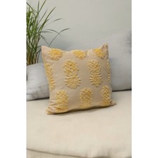 Mislina Home Bohem Dekoratif Yastık Kılıfı Kırlent Kılıfı 45X45 cm Açık Sarı Renk Ananas Desen