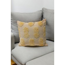 Mislina Home Bohem Dekoratif Yastık Kılıfı Kırlent Kılıfı 45X45 cm Açık Sarı Renk Ananas Desen