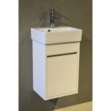 Turkuaz Seramik Banyo Tuvalet Mini Lavabo 26 x 36 cm %100MDF (Banyo Dolabı)