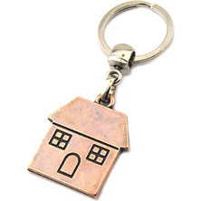 Anahtarlık Sepeti Ev Şeklinde Metal Anahtarlık - Bakır Oksit