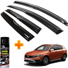 Caraks Fiat Egea Cross Uyumlu Mügen Cam Rüzgarlığı 2021 Sonrası 4 Lü Takım +500ML Lastik Parlatıcı