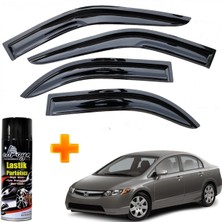 Caraks Honda Civic Mügen Cam Rüzgarlığı 2007 - 2012 Arası 4 Lü Takım +500ML Lastik Parlatıcı