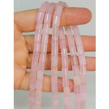 Yaşam Tohumu Pembe Kuvars Taşı Silindir Kesim 5.5x7.5mm Dizi (49306)