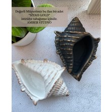 Amber Stüdyo Büyük Boy Ahşap Fitilli Deniz Kabuğu Mum Kasesi - Istiridye Takı Mum Tabağı