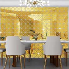 Numa Concept Üçgen 3d Ayna Çıkartmaları 60'lı Gold Pleksi Duvar Dekorasyon Her Biri 9x5 Cm