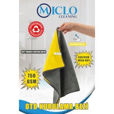 Miclo 750 Gsm Çift Taraflı Ultra Emici Oto, Araba Kurulama Bezi | 50X70CM | Mega Boy | Sarı