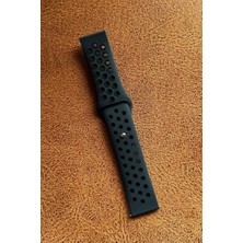 Mobicas Amazfit Gtr 2e (46MM) Uyumlu 22MM Delikli Nike Kordon Silikon Kayış Siyah