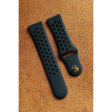 Mobicas Amazfit Gtr 2e (46MM) Uyumlu 22MM Delikli Nike Kordon Silikon Kayış Siyah