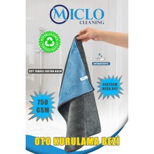 Miclo 750 Gsm Çift Taraflı Ultra Emici Oto, Araba Kurulama Bezi | 50X70CM | Mega Boy | Mavi