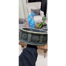 Doğa Garden Gold Desenli Eskitme Beton Saksı 23*10 cm Suya Karşı 50 Yıl Garantili