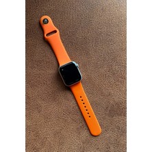Mobicas Apple Watch 9 Uyumlu 41MM Klasik Kordon Silikon Kayış Turuncu