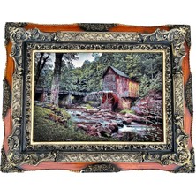 Hasyılmaz Saklı Değirmen Adlı Iran Tebriz Halı Tablo 95X75CM - Duvar Halı Kilim Tablo