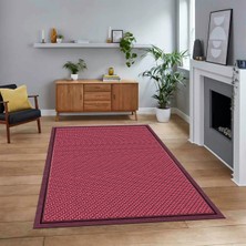 Viyana Home Dijital Baskılı Kaymaz Taban Yıkanabilir Jüt-Hasır Desen Mutfak Salon Halısı, V-Jüt-03-Kırmızı,