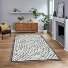 Viyana Home Dijital Baskılı Kaymaz Taban Yıkanabilir Jüt-Hasır Desen Mutfak Salon Halısı, V-Jüt-16-Gri,