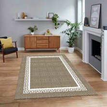 Viyana Home Dijital Baskılı Kaymaz Taban Yıkanabilir Jüt-Hasır Desen Mutfak Salon Halısı, V-Jüt-01-Beyaz,