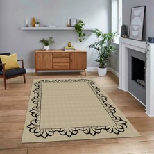 Viyana Home Dijital Baskılı Kaymaz Taban Yıkanabilir Jüt-Hasır Desen Mutfak Salon Halısı, V-Jüt-18-Krem,