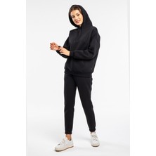 Yakamel Kadın 3 Iplik Kapşonlu Eşofman Takımı