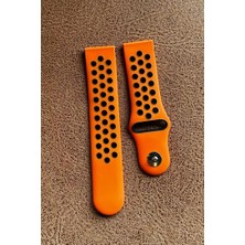Mobicas Xiaomi Watch S1 Active Uyumlu 22MM Delikli Nike Kordon Silikon Kayış Turuncu-Siyah