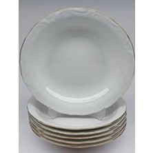 Porland Porselen Altın Yaldız 12'li 17CM Çukur Yemek Tabak