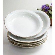 Porland Porselen Altın Yaldız 12'li 17CM Çukur Yemek Tabak