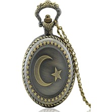 Keyfim Shop Ayyıldız Kabartmalı Quartz Köstekli Saat