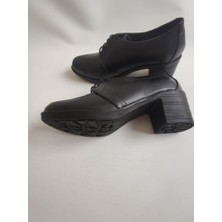 Çiğdem Kundura Tempesti- Kadın Gerçek Deri Klasik Topuklu Bağlı Ayakkabı(Enz) - Siyah - 36