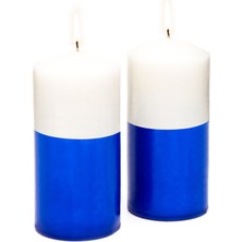 Missi 2li Degrade Saks Mavisi Silindir Mum (5,5 CMX11 Cm)