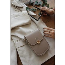 Lucit Bag Kilit Detaylı Koyu Bej Çanta