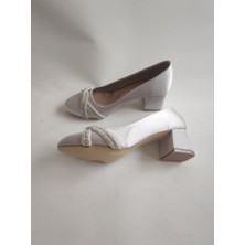 Çiğdem Kundura Avidore-Kadın Alçak Topuk Taşlı Abiye Ayakkabı - Gri - 36