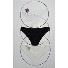 Papatya Kadın Kilot Brazilian Dantel ve Tülün Birlikteliği 3 Adet Karışık Set Eastern 0X0238