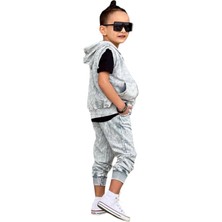 Urz Kids Gri Erkek Çocuk Yazlık Yelekli 3'lü Takım