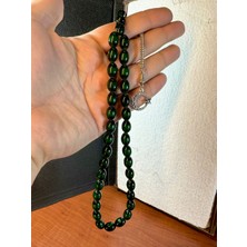 Anemore Collection Sıkma Çubuk Kehribar Tesbih Yeşil Renkli Beyzi Kesim T-171