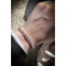 Sunshine 925 Ayar Oval Taşlı Pırlanta Montur Su Yolu Bileklik