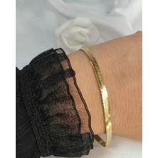 Sonat Collection Stainless 18 cm Solmaz, Kararmaz 14 K Gold Italyan Ezme Zincir Model Bileklik