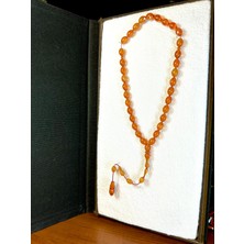 Anemore Collection Sıkma Kehribar Tesbih Turuncu Renkli Beyzi Kesim T-180