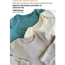 Stork Qiza  3 Parça Uzun Kollu Kendinden Patikli Zıbın - Bebek Bodysuit Seti