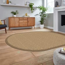 Viyana Home Dijital Baskılı Kaymaz Yıkanabilir Oval Jüt-Hasır Desen Mutfak Salon Halısı, V-O-Jüt-03-Kahve,