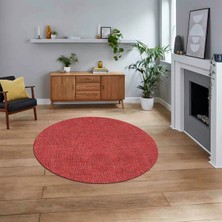 Viyana Home Dijital Baskılı Kaymaz Yıkanabilir Yuvarlak Jüt-Hasır Desen Mutfak Salon Halısı, V-Y-Jüt-07-Kırmızı,