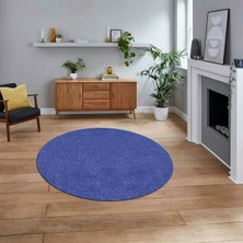 Viyana Home Dijital Baskılı Kaymaz Yıkanabilir Yuvarlak Jüt-Hasır Desen Mutfak Salon Halısı, V-Y-Jüt-07-Mavi,
