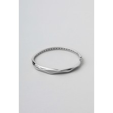 So CHIC Modern Tasarım 18 Ayar Beyaz Altın Kaplama Gümüş Kelepçe Bileklik