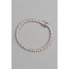 So CHIC Oval Taşlı 18 Ayar Beyaz Alltın Kaplama Gümüş Tasarım Bileklik