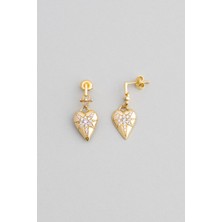 So CHIC Ikonik Aşk 18 Ayar Sarı Alltın Kaplama Gümüş Kalp Küpe